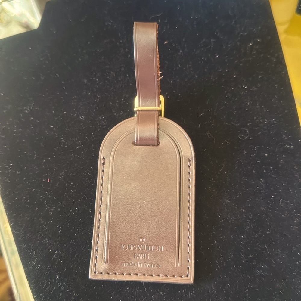 LV Leather Luggage Tag - Brown
